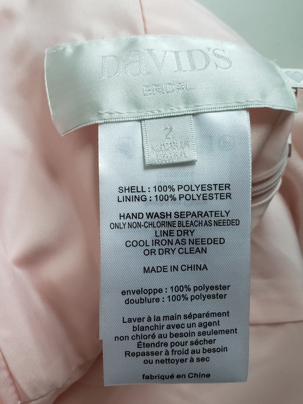 David's Bridal Petal Pink Bridesmaid Cocktail Dress - Picture 3 of 4